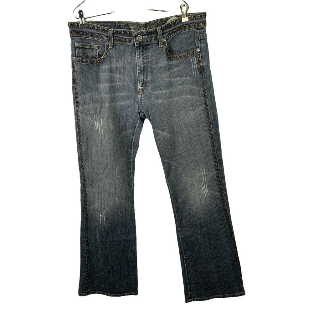 #0684 Xray Mens Jeans Denim 36x32 Blue Distressed Biker Pants